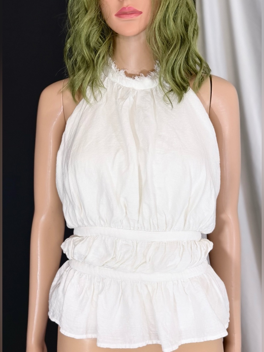 Free People White Open-Side Ruffled Tank - Picture 4 of 12